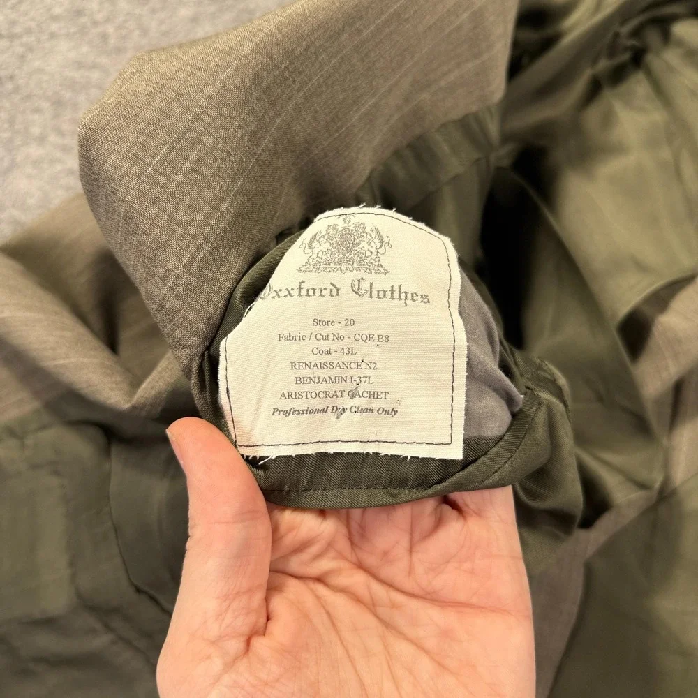 Oxxford Clothes Suit Jacket Mens 43 L Brown Wool Super Worsted Aristocrat Cachet